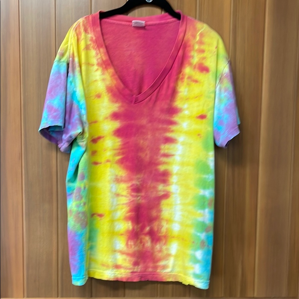 Allen Solly Tie Dye V-Neck Tee Shirt Large